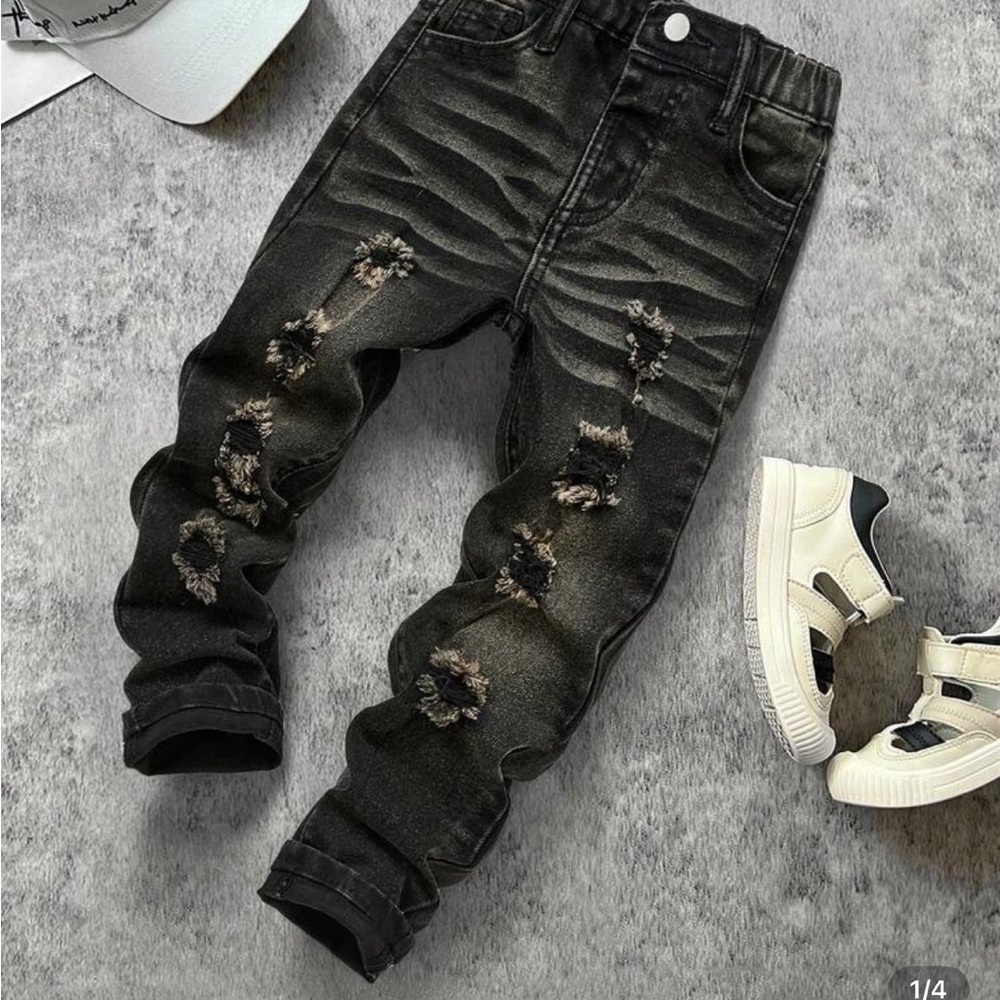 Distressed Black kids  Jeans